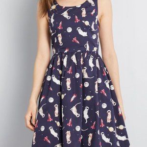 MODCLOTH CATS IN SPACE RETRO tunic dress